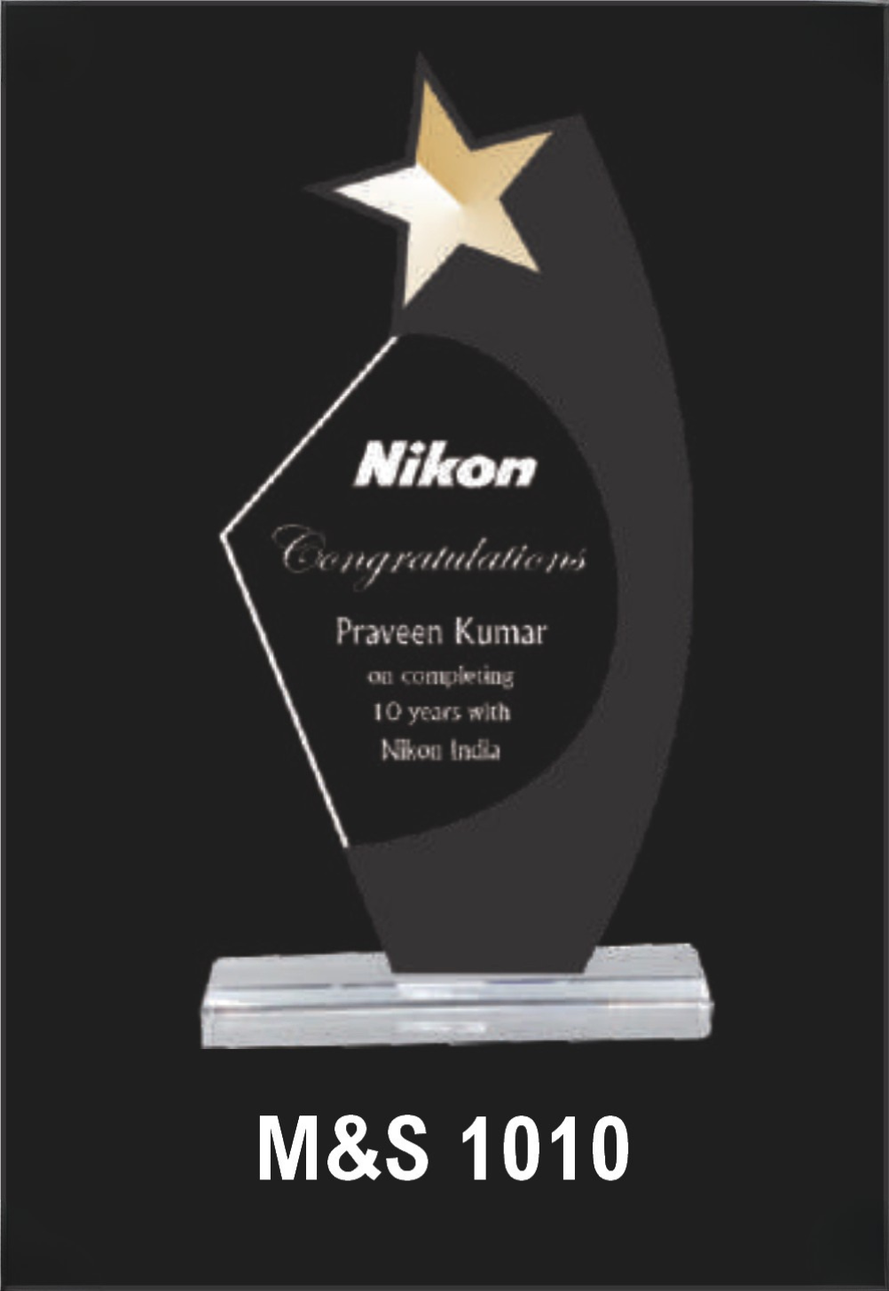 Laser Etched Acrylic Modal Number M&S 1010