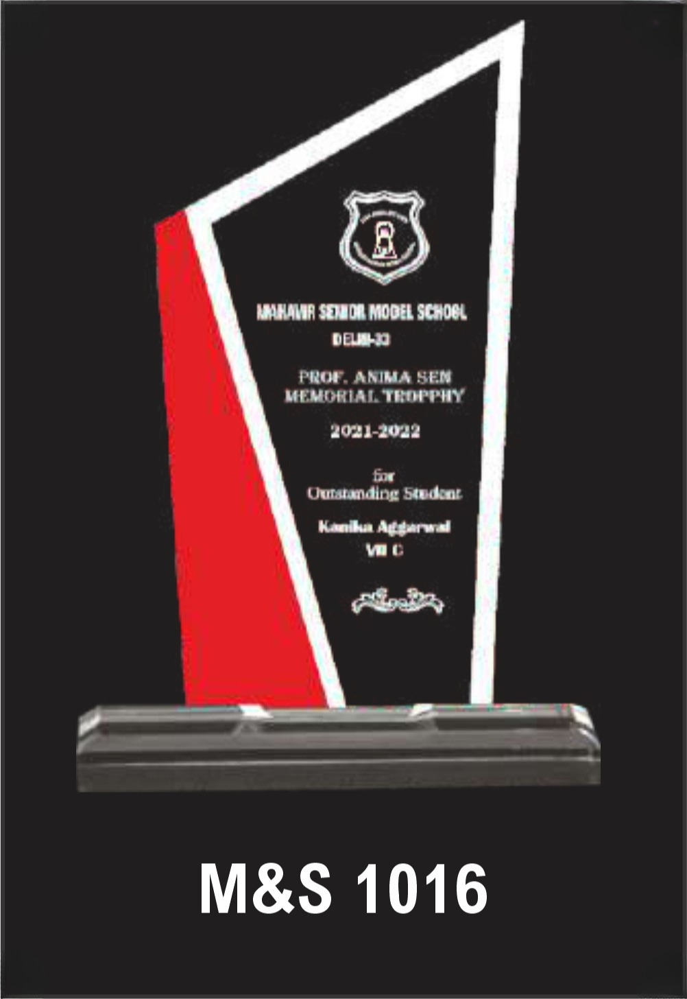 Laser Etched Acrylic Modal Number M&S 1016